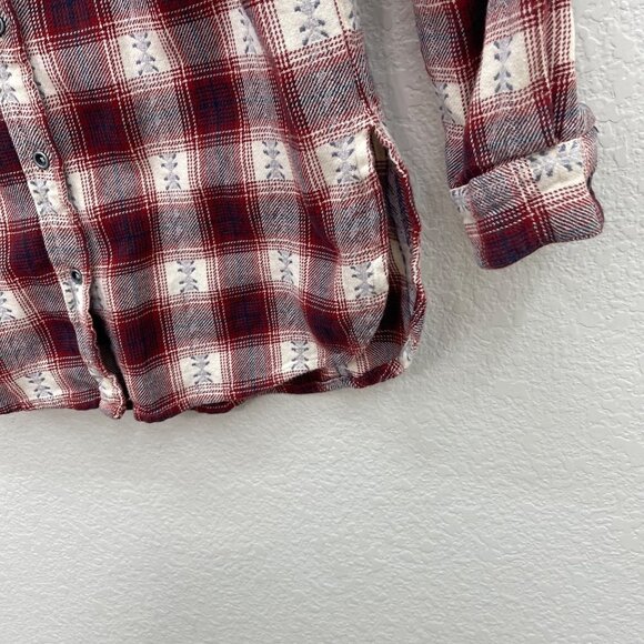 MNG Mango Basics Aztec Southwestern Print Flannel Button Up Shirt Womens size 4 - Picture 3 of 6